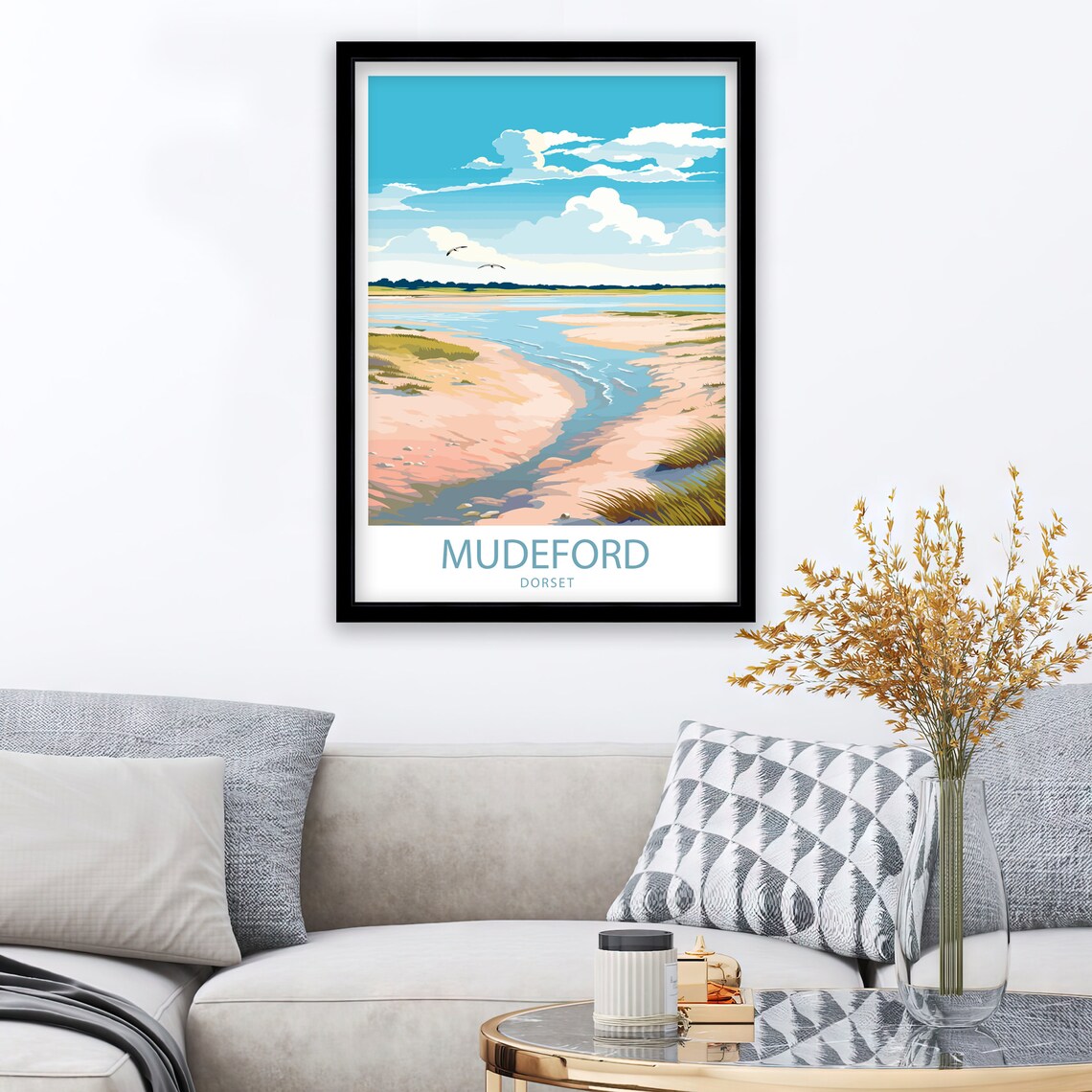 Mudeford Dorset Estuary Sandbanks Birds Peaceful Wetland Art Poster - Image 2