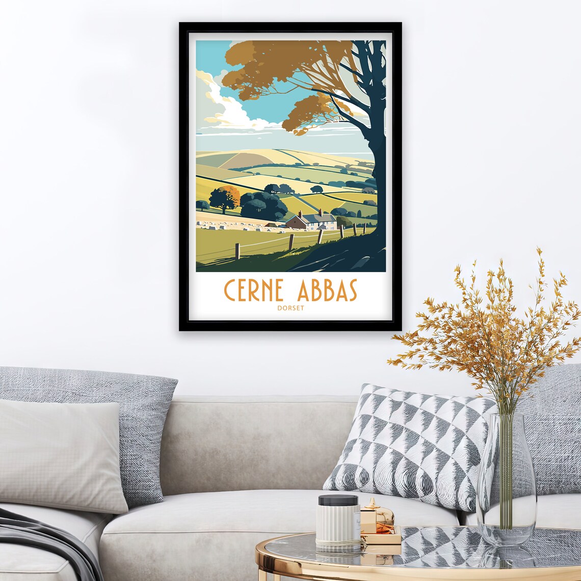 Cerne Abbas Dorset Travel Poster, Scenic Art Print - Image 3