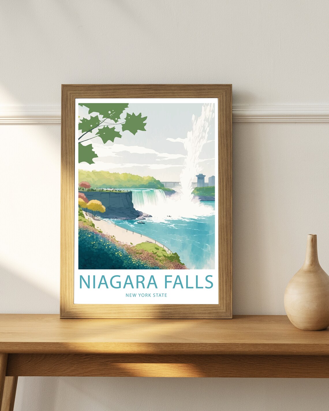 Niagara Falls New York State Riverside Path Illustrated Travel Poster - Image 3