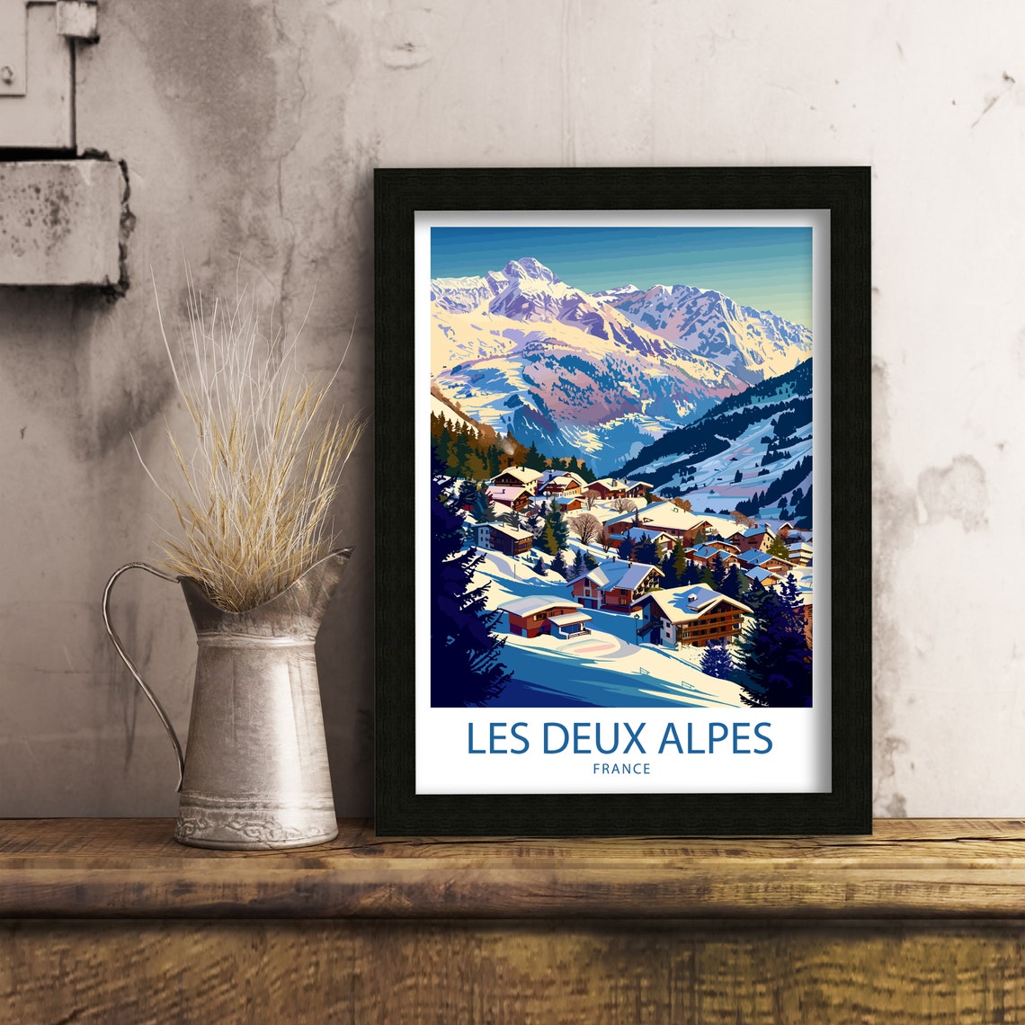 Les Deux Alpes Travel Print Les Deux Alpes Wall Decor France Les Deux Alpes Art Les Deux Alpes Wall Art France Poster Gift For Ski Lovers - Image 4