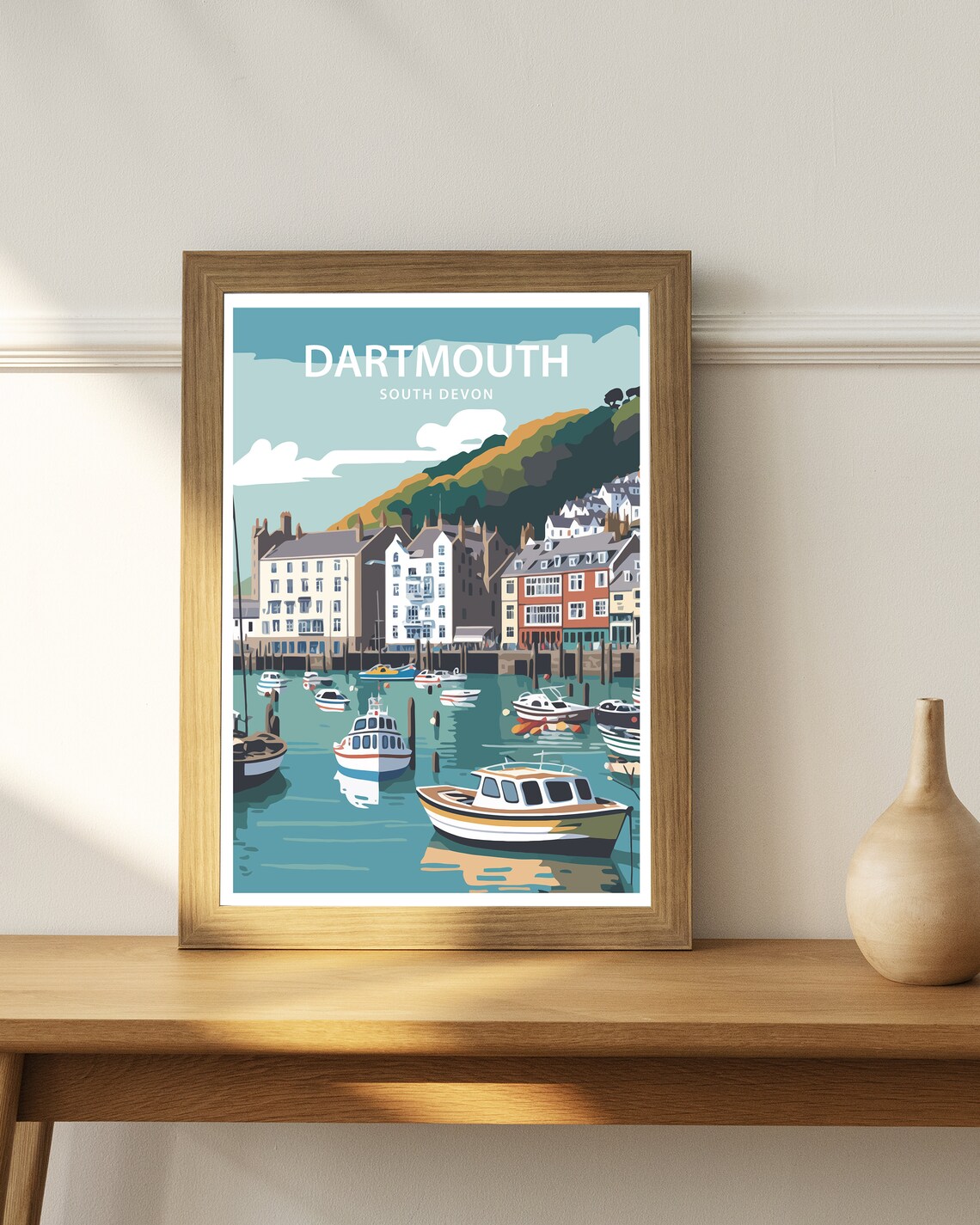 Dartmouth Harbour Travel Poster, Devon Print - Image 2