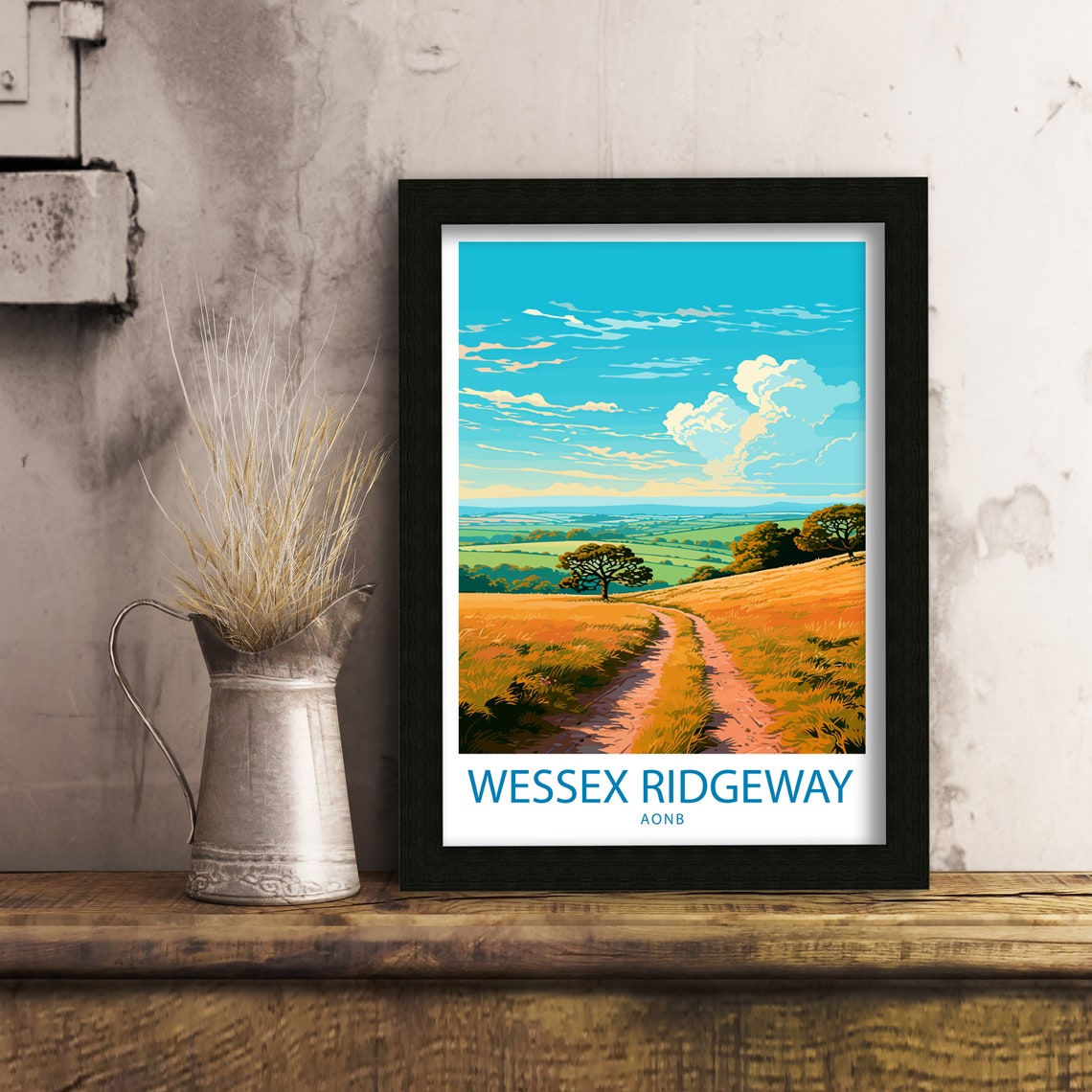 Wessex Ridgeway Aonb Travel Print Wessex Wall Decor Uk Wessex Art Wessex Wall Art Uk Poster Gift For Trail And Nature Lovers Aonb Dorset - Image 6