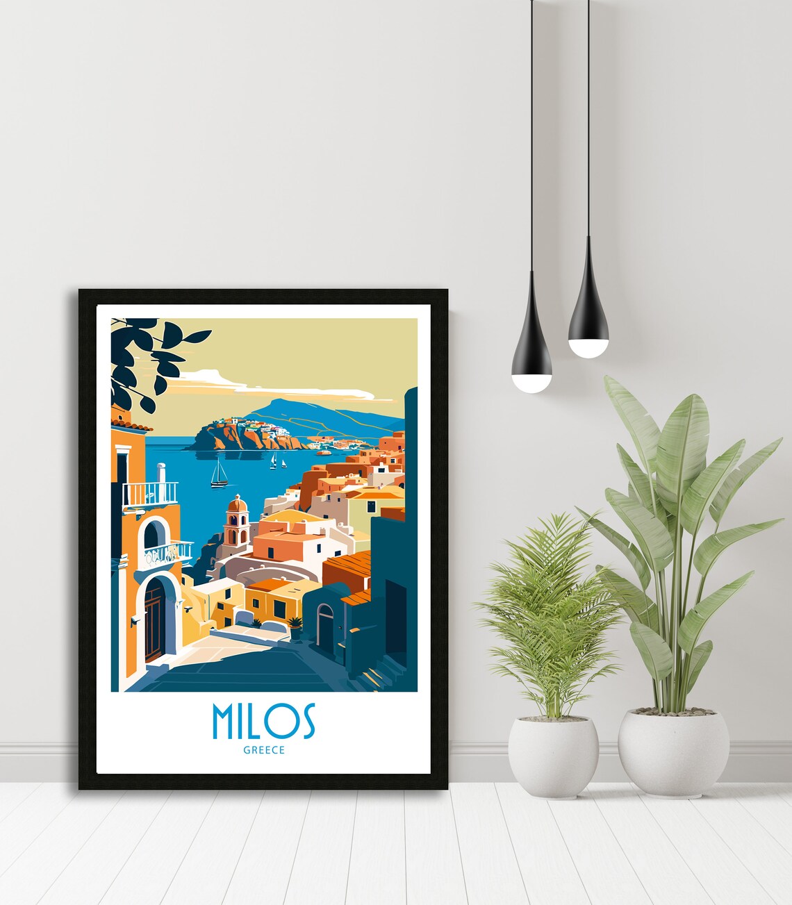Milos Greece Golden Hour Harbor Town Sailboats Travel Art Poster - Image 5