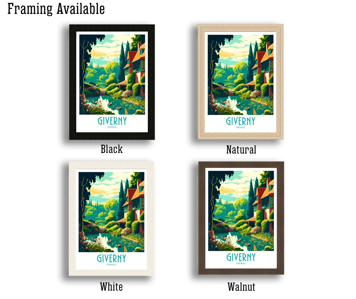 Giverny France Flower Garden Pond Water Lily Art Vintage Poster - Image 2