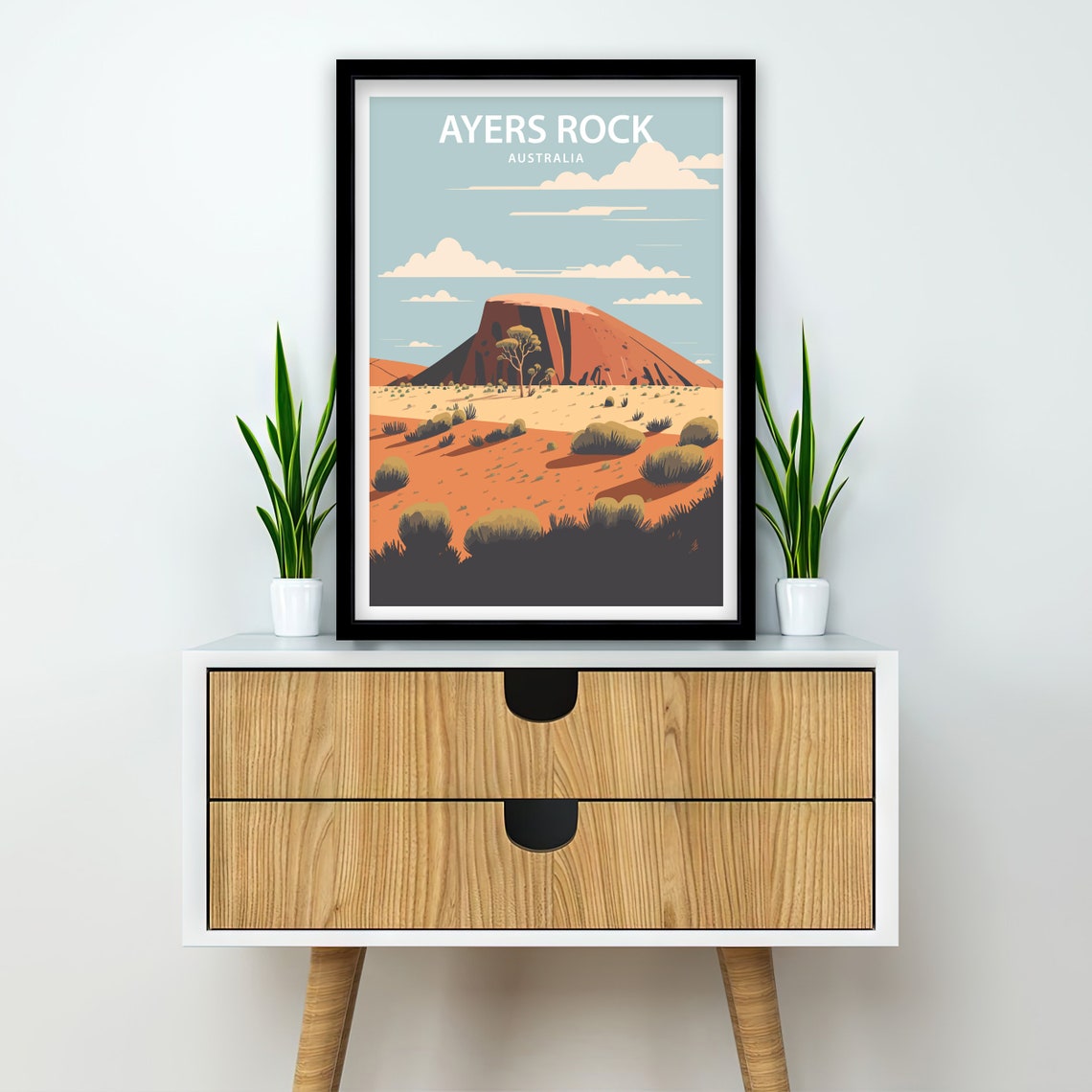Ayers Rock Australia Orange Desert Monolith Retro Travel Poster - Image 2