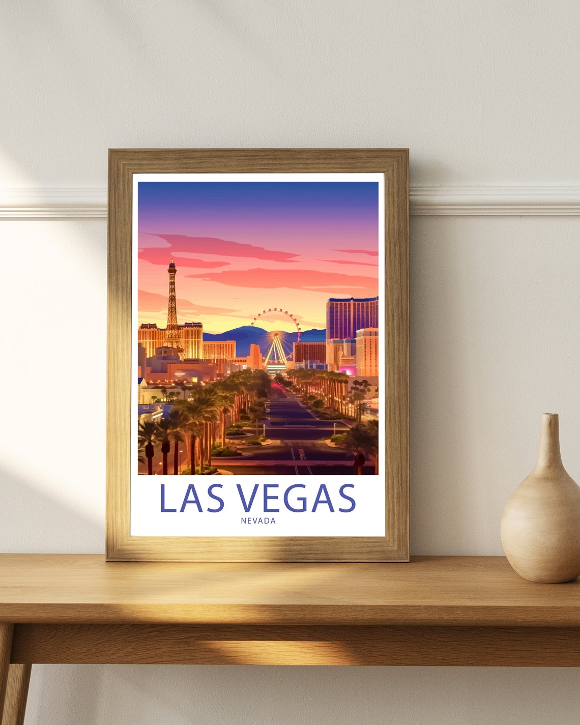 Las Vegas Nevada Eiffel Tower High Roller Sunset Boulevard Art Poster - Image 4