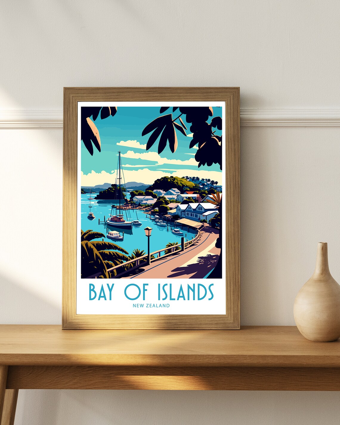 Bay Of Islands Travel Poster, New Zealand Travel Art - Image 4