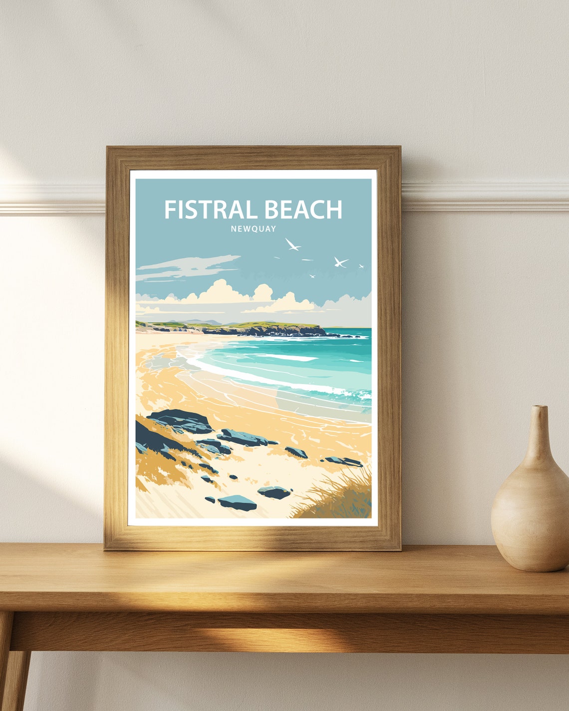 Fistral Beach Art Print Newquay Fistral Beach Cornwall Print Fistral Beach Print Newquay Print Travel Poster Fistral Beach Poster - Image 3