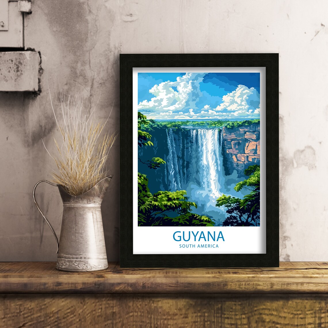 Guyana South America Kaieteur Falls Waterfall Jungle Scene Poster - Image 3