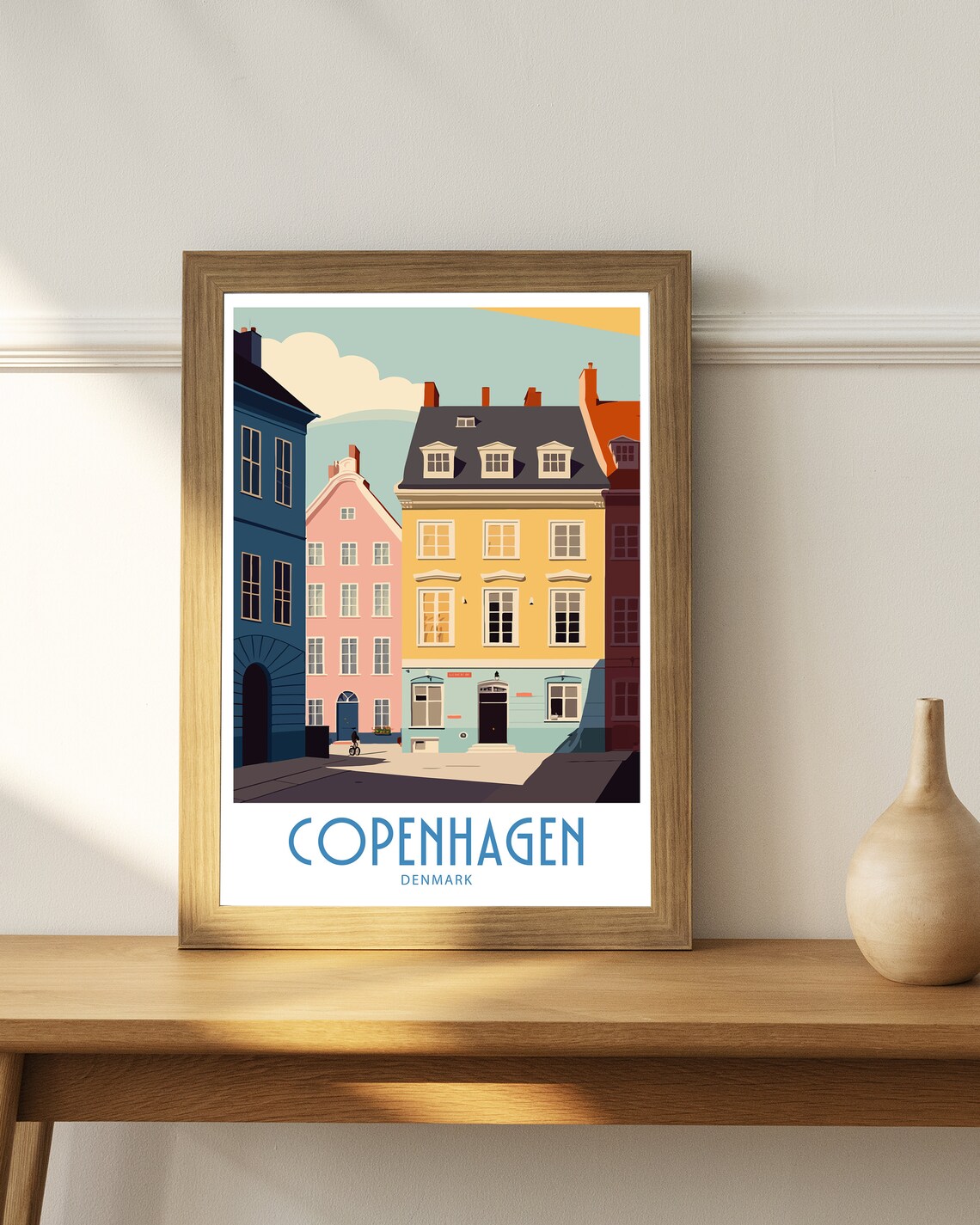 Copenhagen Denmark Colorful Old Town Street Retro Travel Poster - Image 4