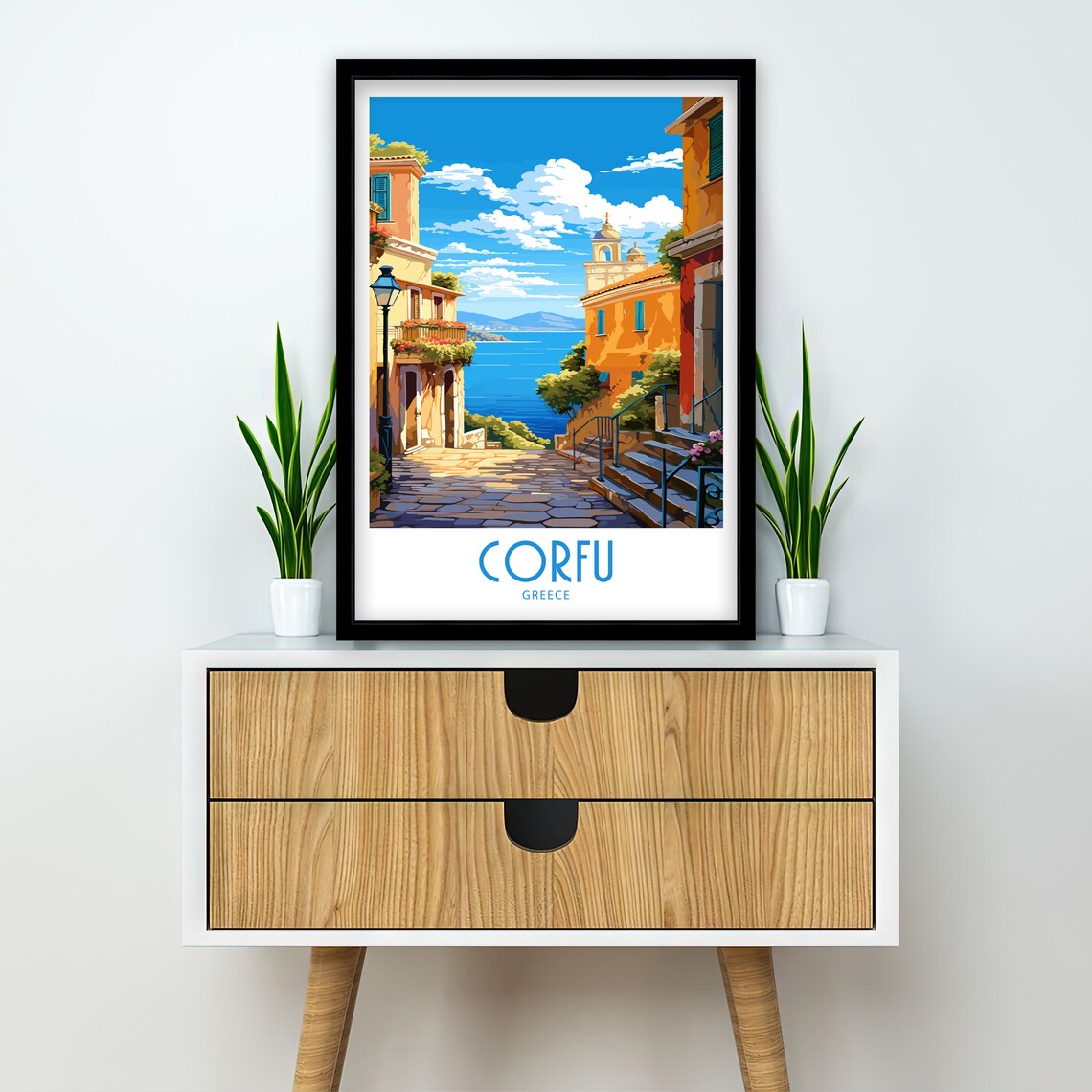 Corfu Greece Travel Poster, Europe Wall Art Print - Image 2