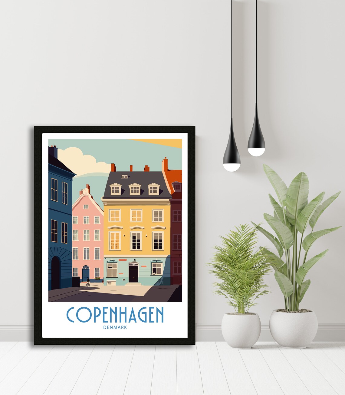 Copenhagen Denmark Colorful Old Town Street Retro Travel Poster - Image 5