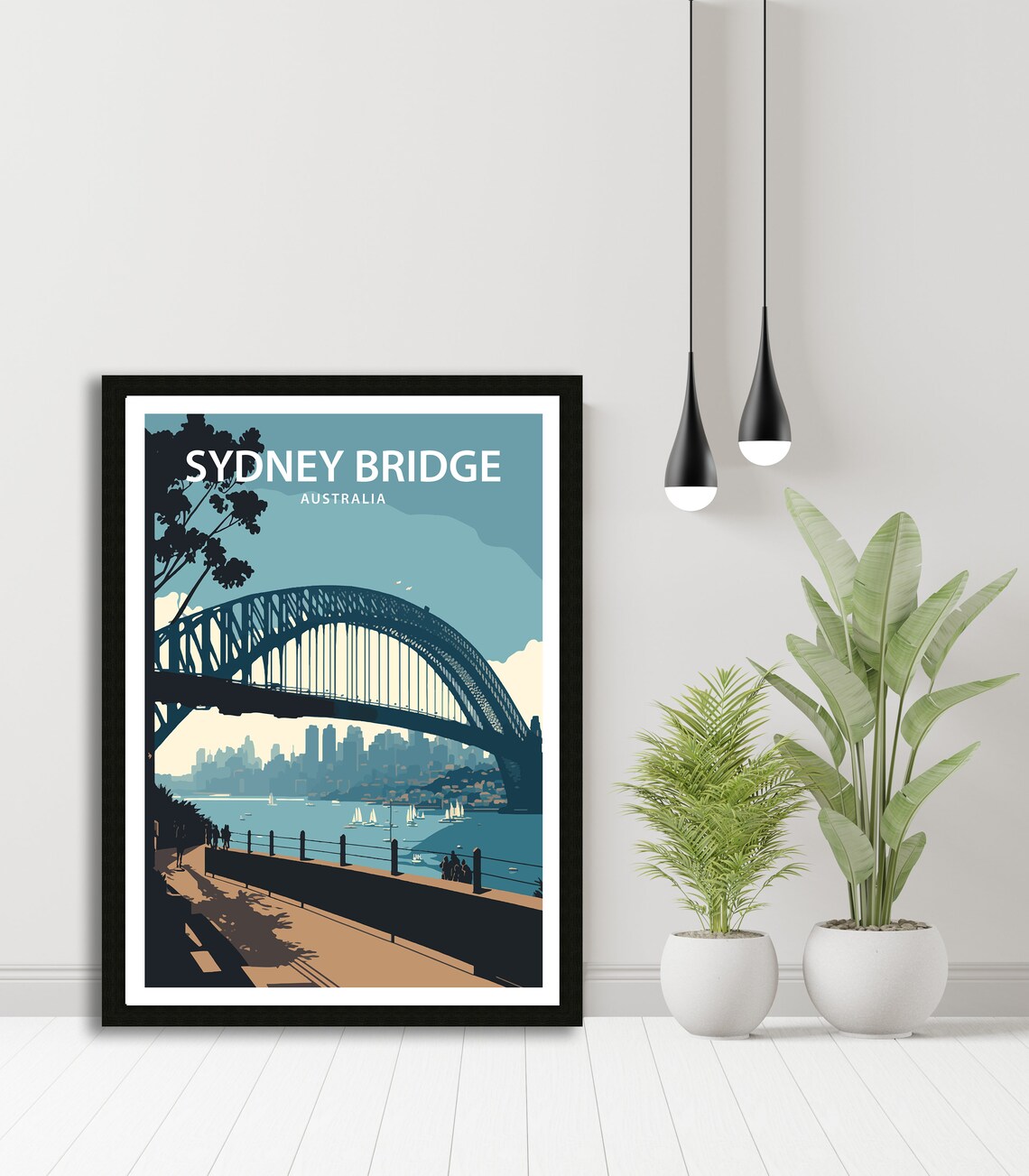 Sydney Harbour Bridge Australia Skyline Retro Duotone Travel Poster - Image 3