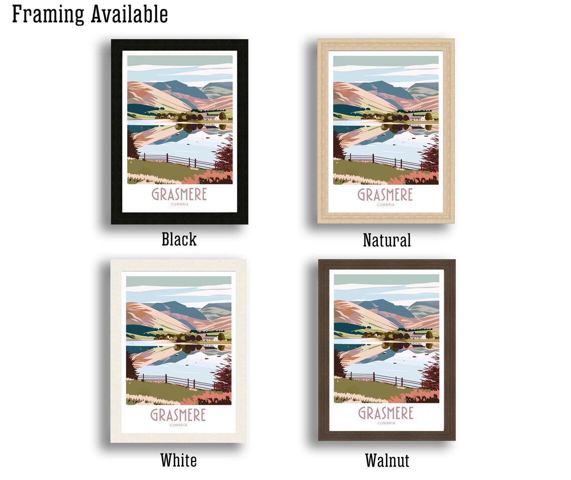 Grasmere Travel Poster, Cumbria Home Decor Print - Image 2