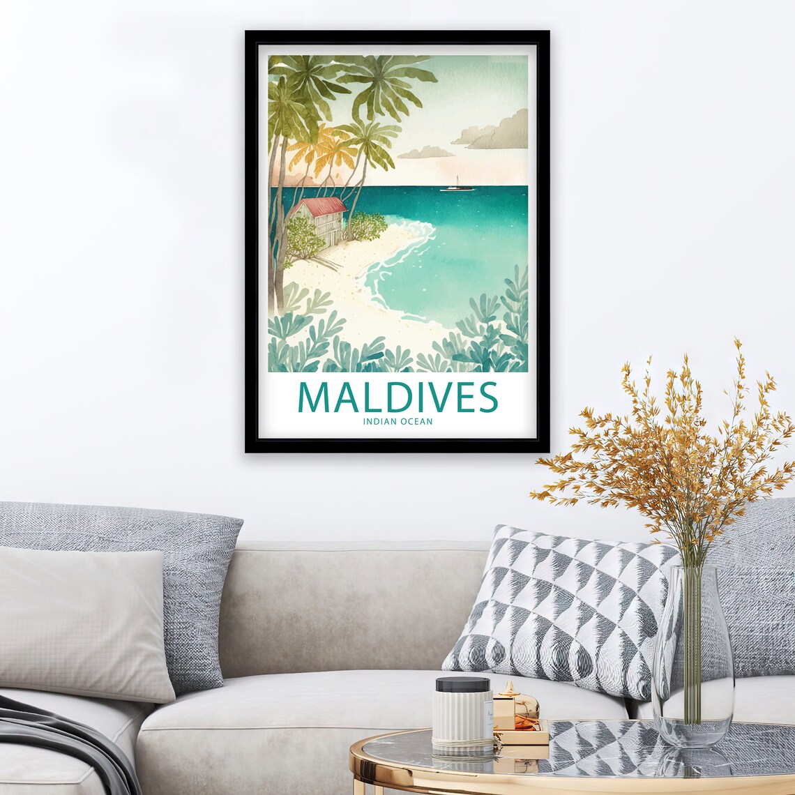 Maldives Indian Ocean Travel Poster, Home Decor - Image 3