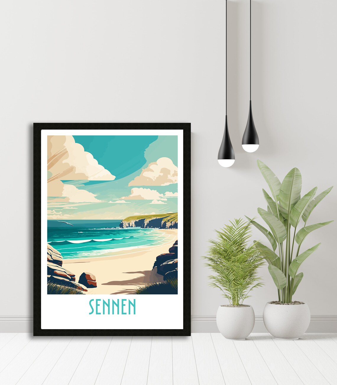Sennen Cornwall Golden Beach Surf Seagull Retro Travel Poster - Image 5