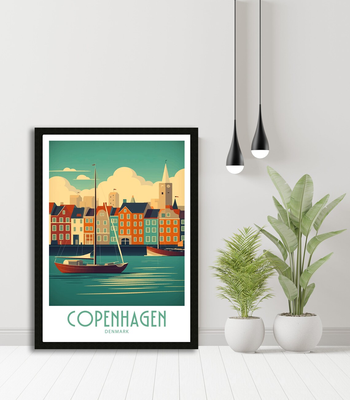 Copenhagen Denmark Colorful Nyhavn Harbor Retro Travel Poster - Image 5