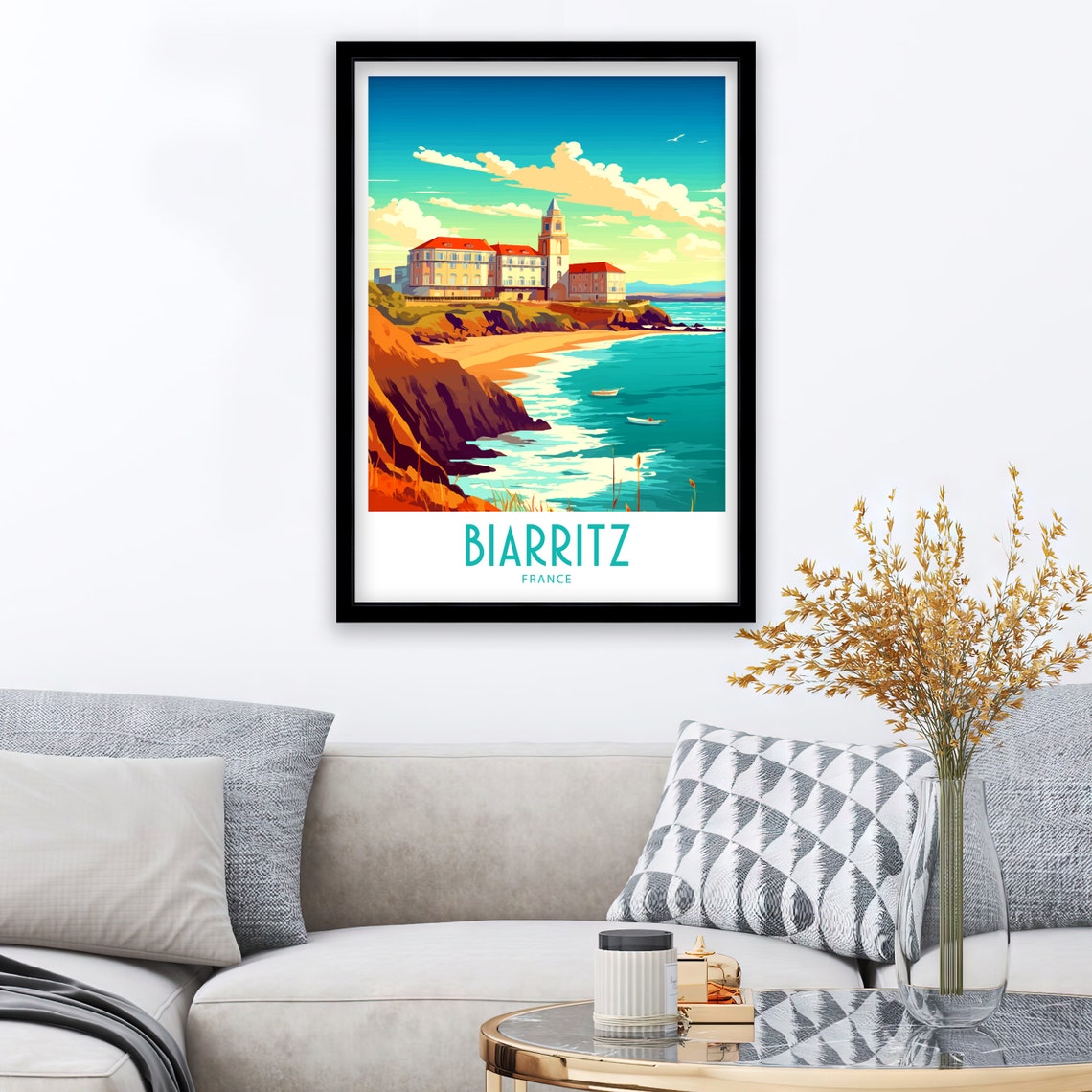 Biarritz Travel Print Biarritz France Poster Home Dcor Biarritz France Art Print Biarritz French Room Print Biarritz France Wall Decor - Image 4