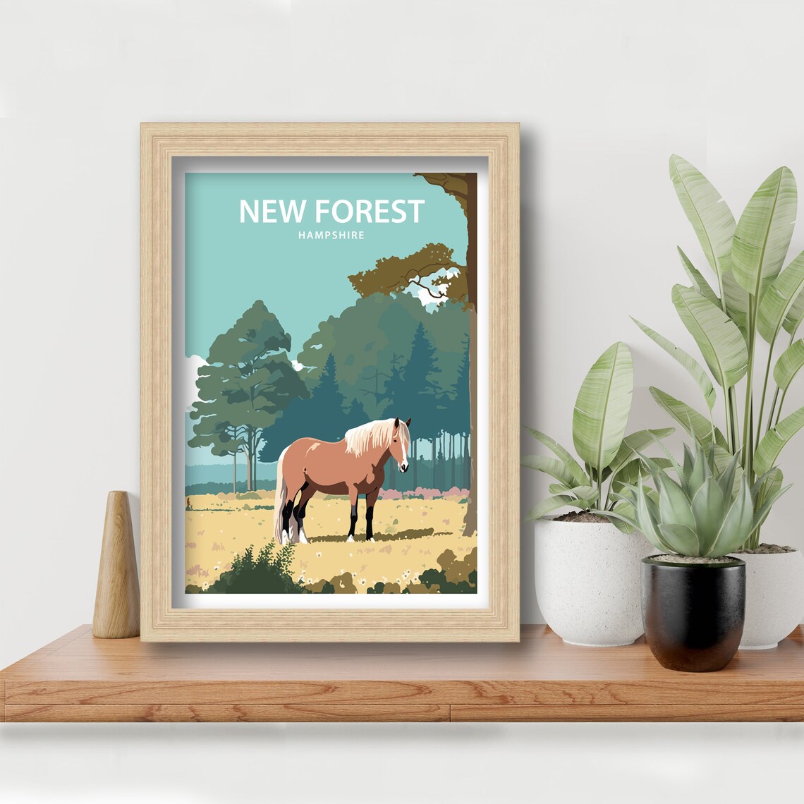 New Forest Ponies Art Print, Hampshire Travel Poster - Image 5