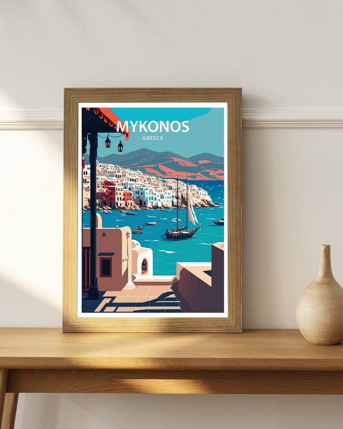 Mykonos Art Print Mykonos Print Greece Print Mykonos Wall Art Mykonos Poster Travel Poster Mykonos Travel Print Greece Art Print - Image 3