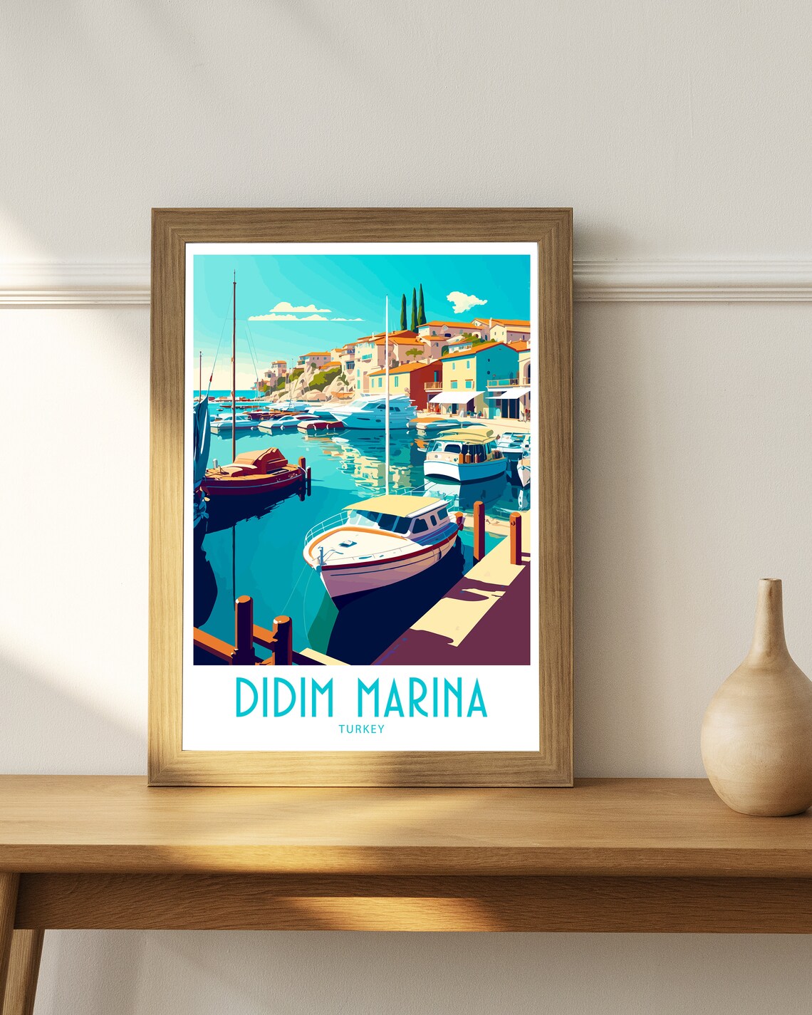 Didim Marina Turkey Boats Harbour View Vintage Travel Poster - Image 4