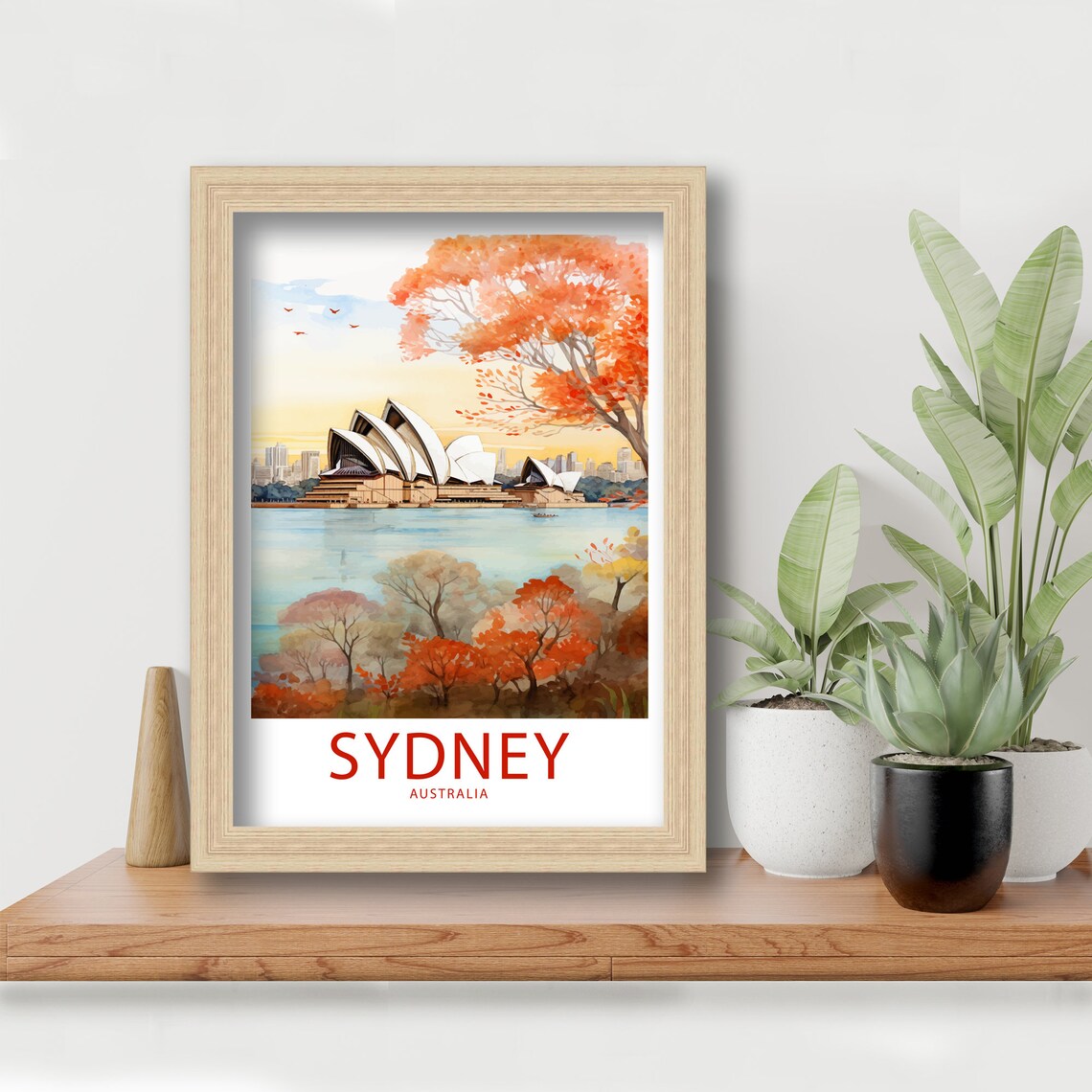 Sydney Australia Opera House Autumn Trees Illustrated Travel Poster - Image 5