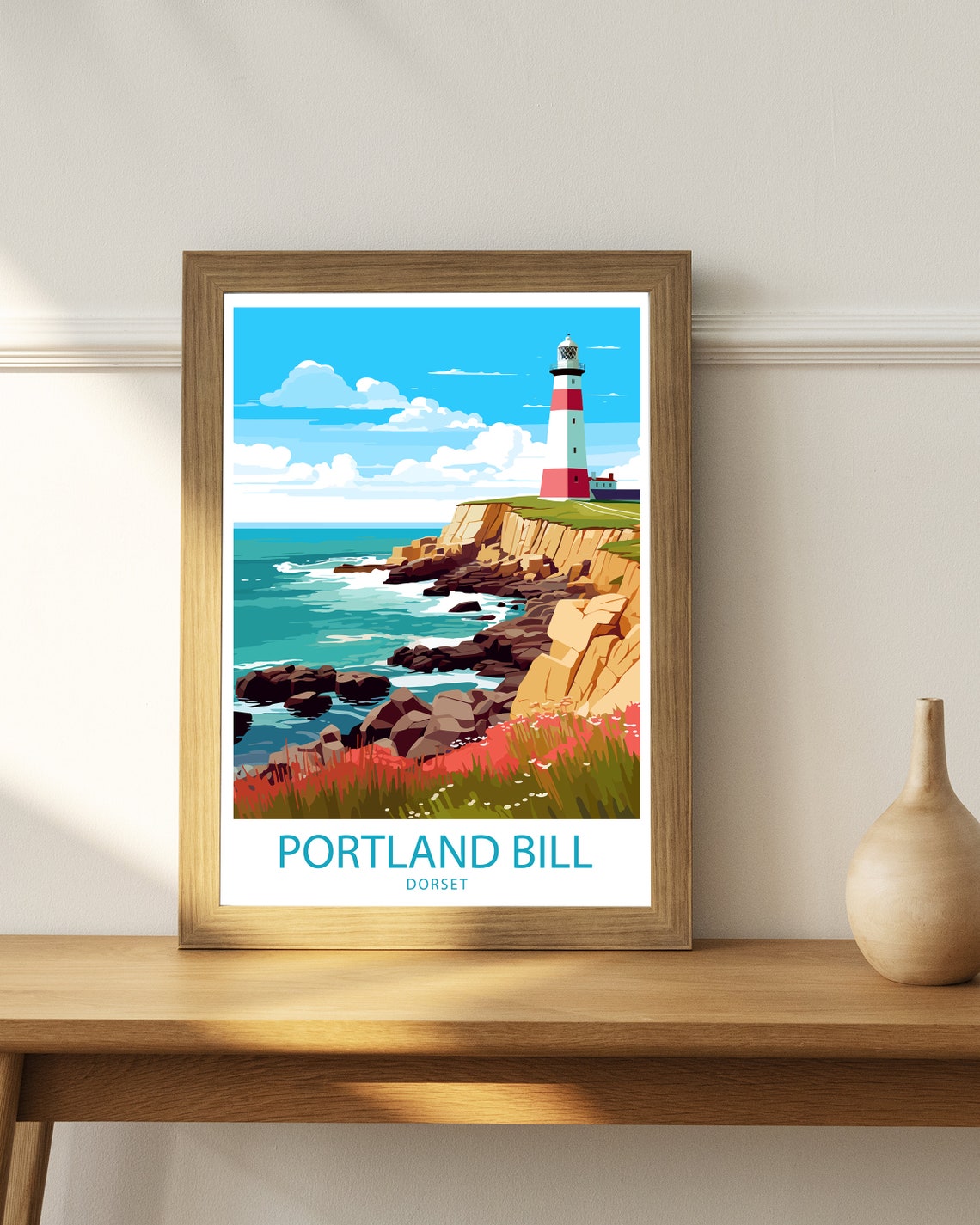 Portland Bill Travel Print Portland Wall Decor Uk Portland Art Portland Wall Art Uk Poster Gift For Lighthouse Enthusiasts Portland Bill Art - Image 3
