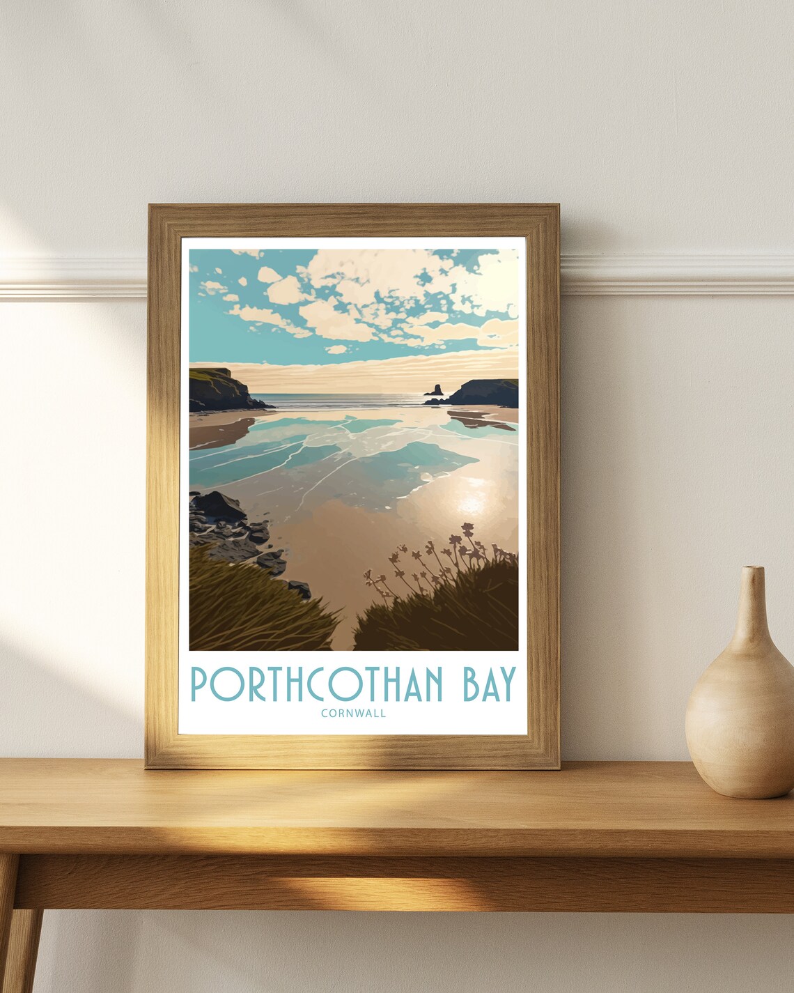 Porthcothan Bay Travel Poster, Cornwall Place Print - Image 5