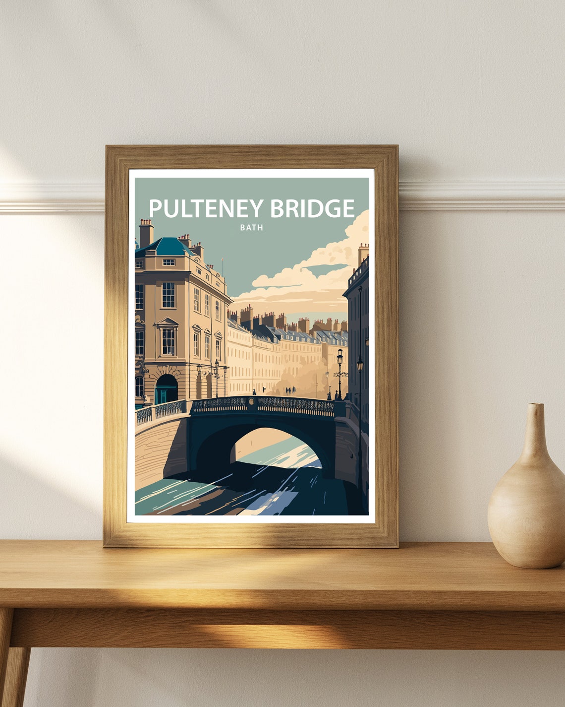 Pulteney Bridge Bath Georgian River Retro Vintage Travel Poster - Image 2
