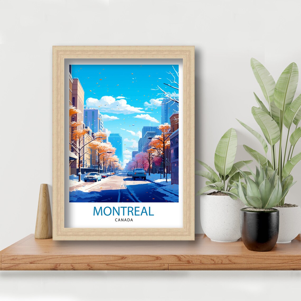 Montreal Canada Snowy Downtown Street Winter Travel Scene Poster - Image 5