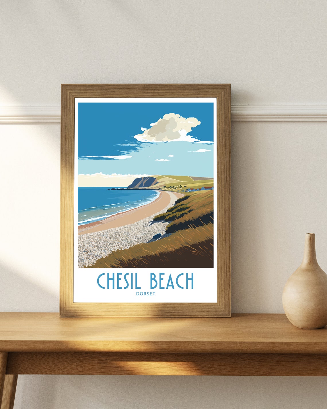 Chesil Beach Dorset Shingle Shore Curve Vintage Travel Poster - Image 4