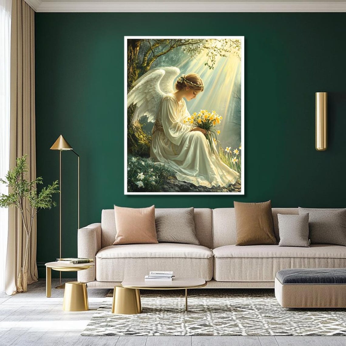 Angel Garden Wall Art Heavenly Daffodil Print Celestial Spring Wall Decor - Image 2