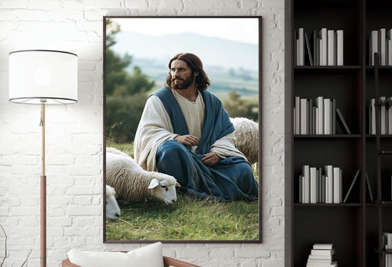 Golden Sunset Sermon Wall Art Mountain Scene Print Religious Teaching Wall Decor