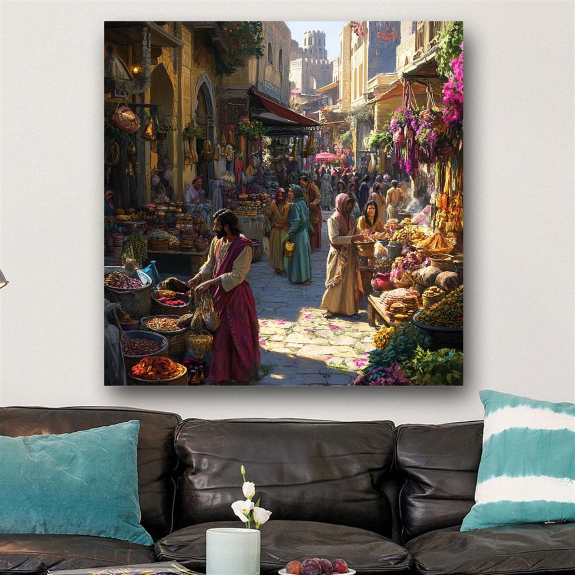 Middle Eastern Bazaar Street Market in an Ancient Stone City Poster - Image 3