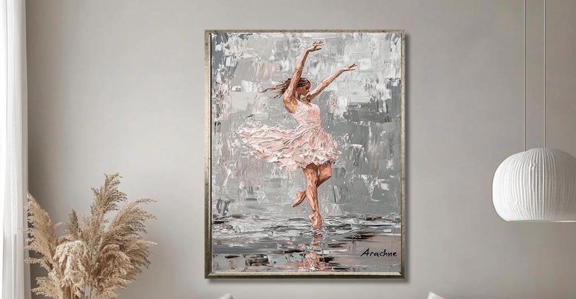 Elegant Ballerina Art Impressionist Style Dancer In Pink Dress Graceful Wall Decor For Contemporary And Artistic Spaces