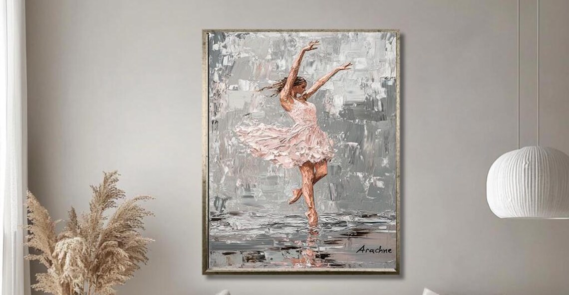 Impressionist Ballerina in Pink Dress Graceful Dance Art Poster