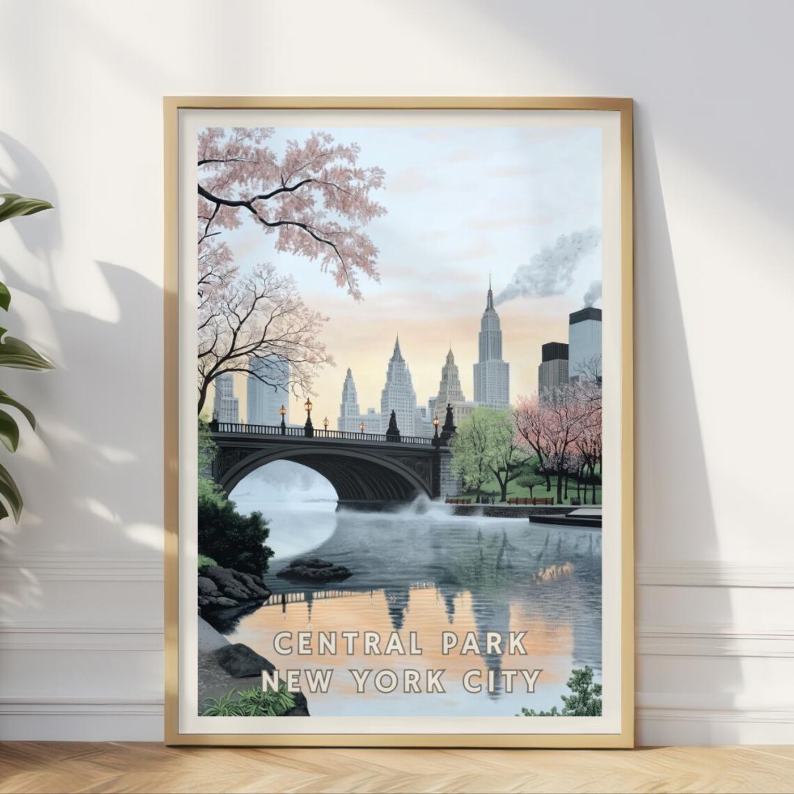 Central Park New York City, Spring Cherry Blossoms Poster
