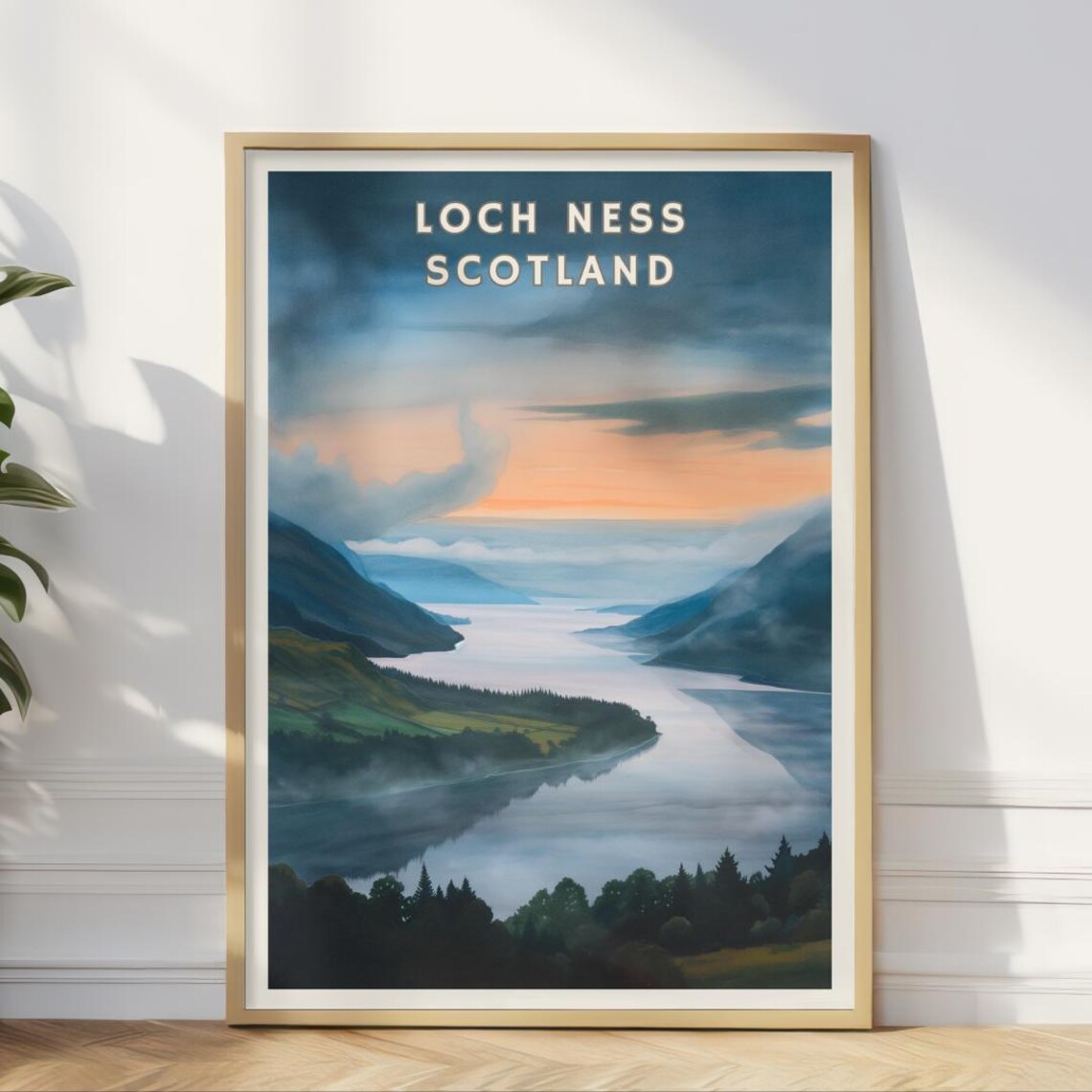 Loch Ness Scotland Travel Poster, Highland Landscape