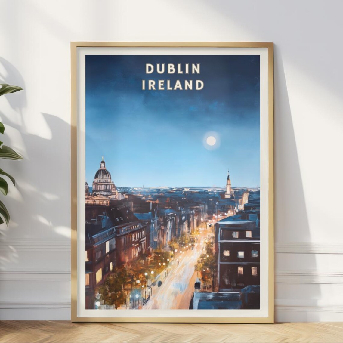 Dublin Ireland Poster, City At Night Urban Landscape