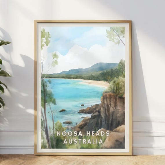 Noosa Heads Australia Poster Queensland Coast Print Sunshine Beach Wall Art Ocean Cliff Landscape Tropical Travel Home Decor