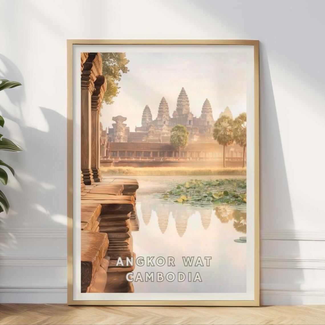 Angkor Wat Cambodia Travel Poster, Historic Landmark