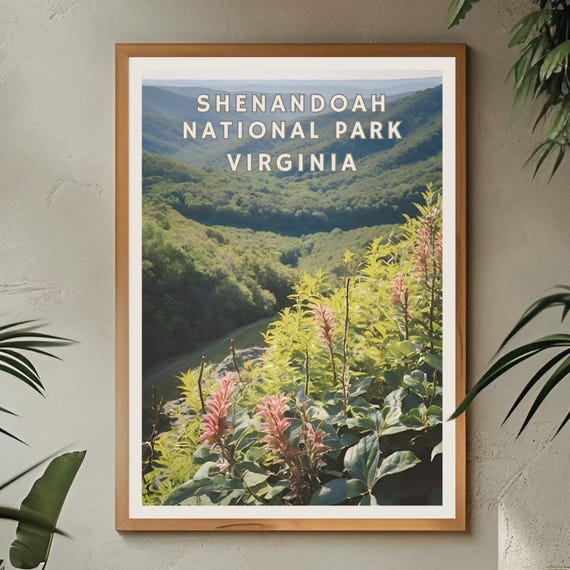 Shenandoah National Park Virginia Poster Virginia Blue Ridge Mountains Print Appalachian Trail Wall Art Virginia Usa Travel Nature Lover