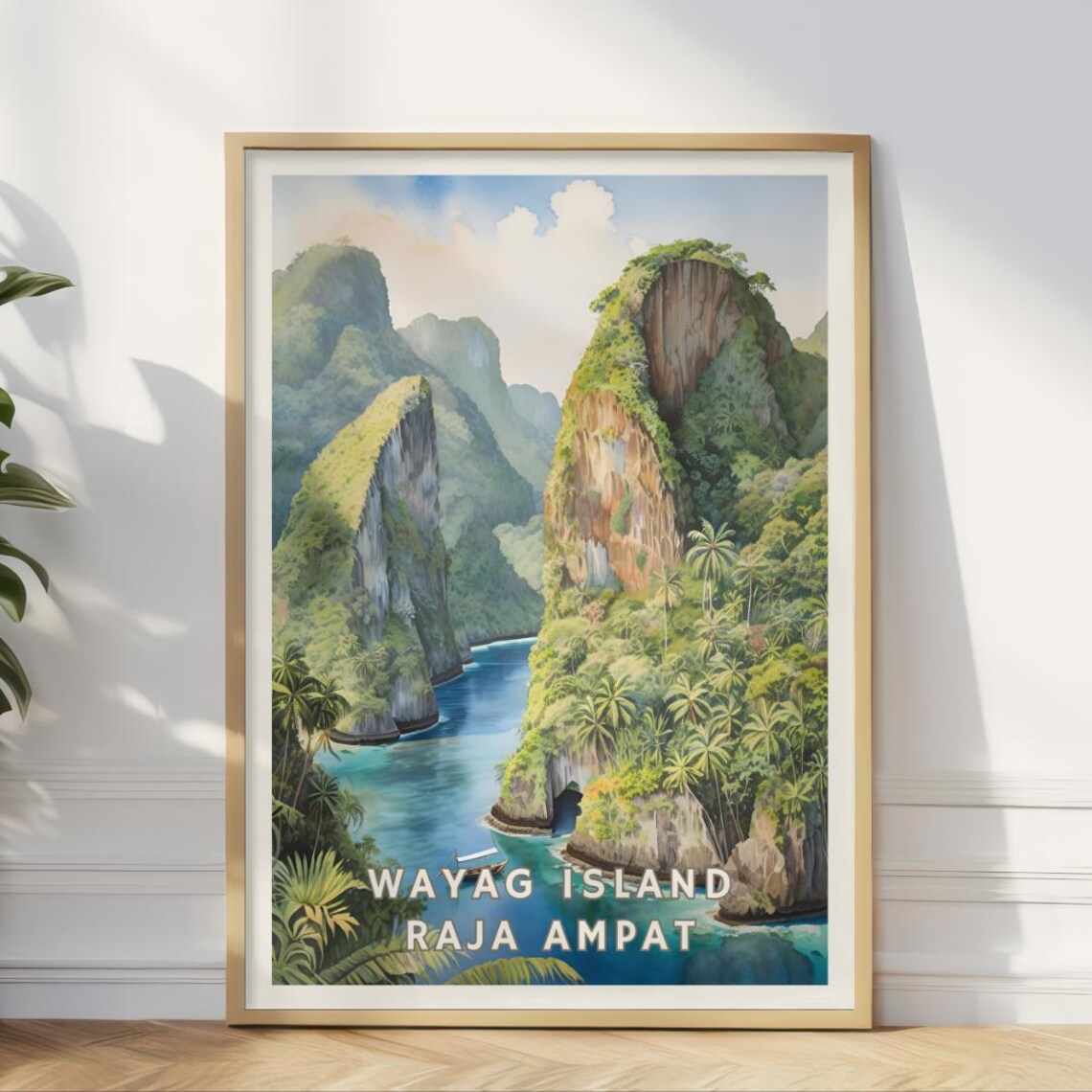 Wayag Island Raja Ampat Travel Poster, Tropical Paradise
