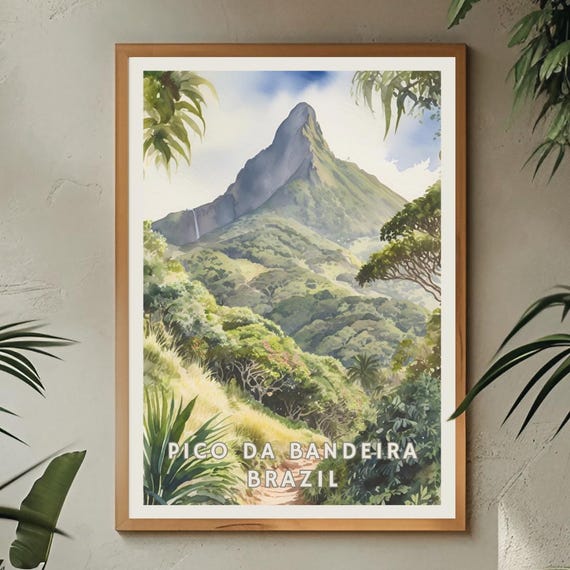 Pico Da Bandeira Brazil Poster Mountain Landscape Wall Art Atlantic Forest Print Brazilian Nature Decor South America Travel Art