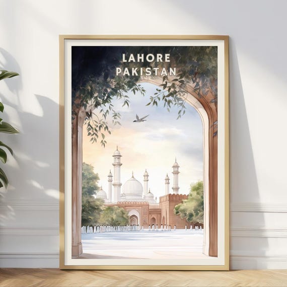 Badshahi Mosque Print Lahore Pakistan Mughal Architecture Wall Art