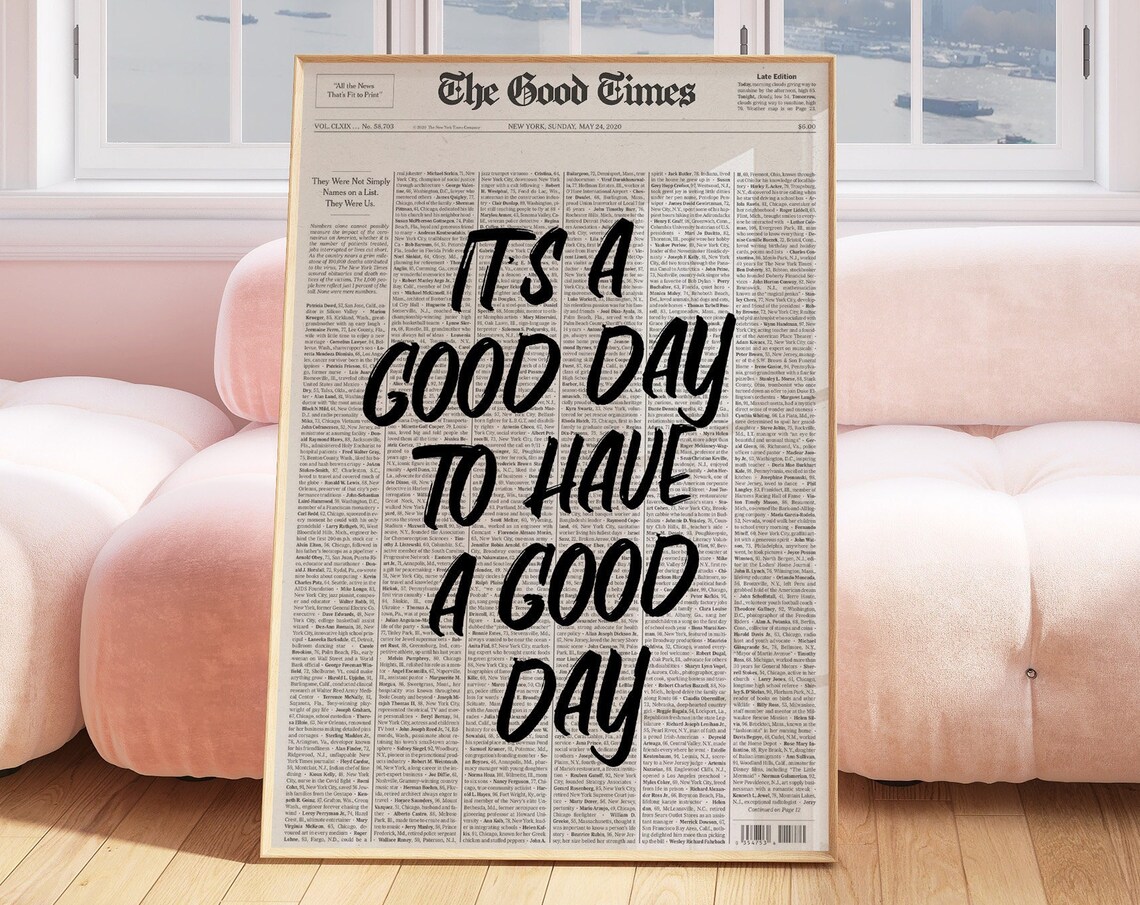 Typography Newspaper Retro Poster, Bar Cart Art