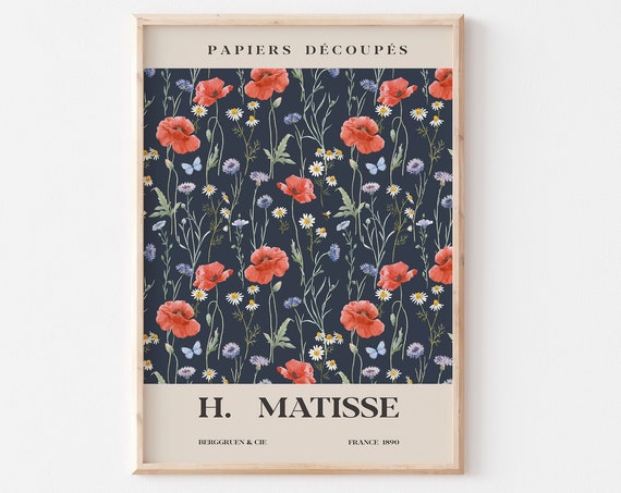 Red Flower Market Prints Matisse Flower Poster Matisse Cut Out Matisse Print Matisse Plant Flower A2 A3 A4 A5 Red Flower Market