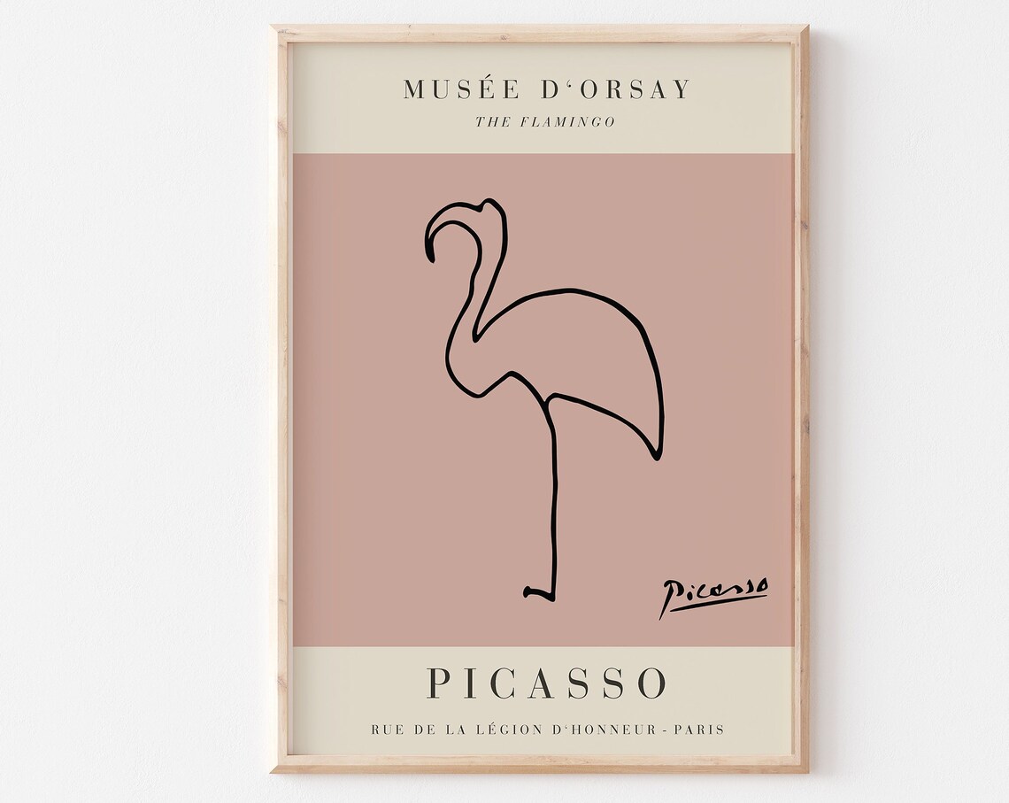 Pablo Picasso The Flamingo Minimalist Single Line Drawing Art Print - Image 3
