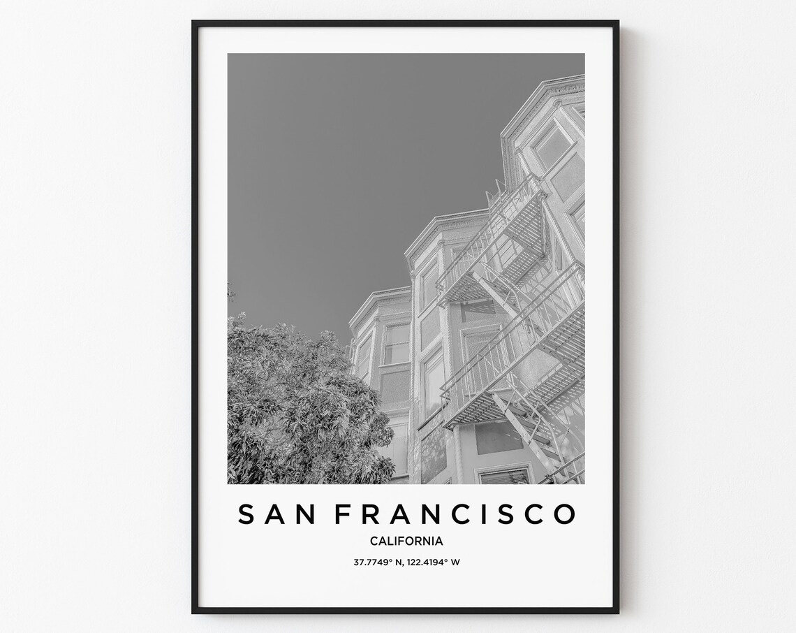 San Francisco California Victorian Building Fire Escape Photo Poster