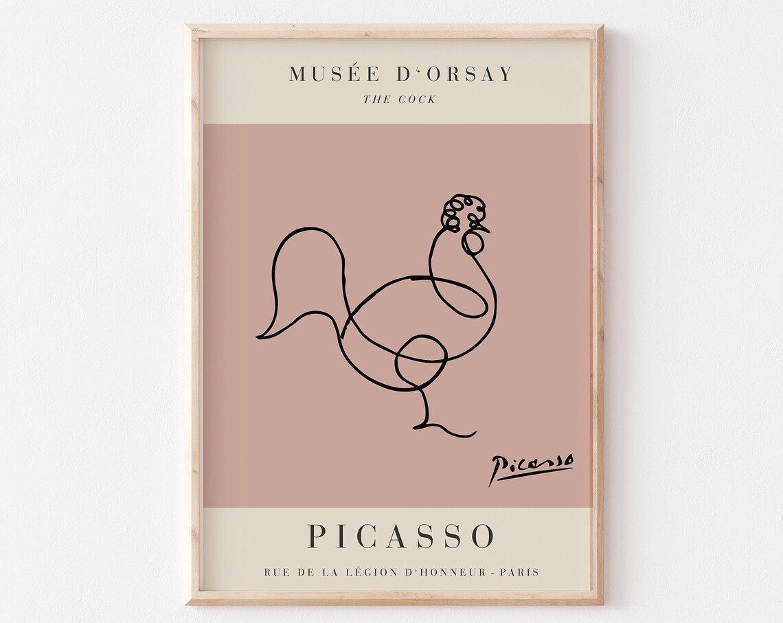 Pablo Picasso The Cock Minimalist Single Line Drawing Art Print - Image 3